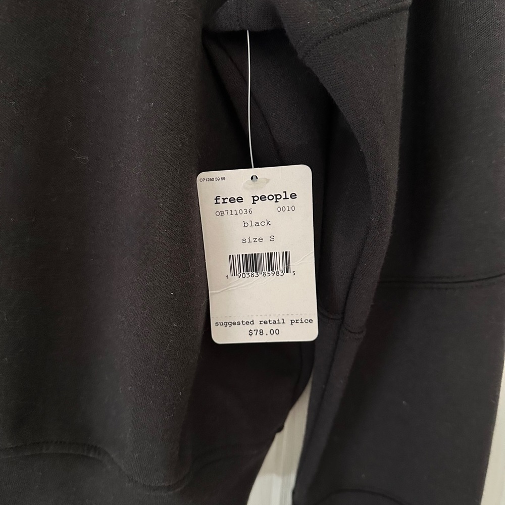 FREE PEOPLE MOVEMENT NWT~ black ruffle one shoulder athletic pullover sweatshirt - Picture 4 of 8